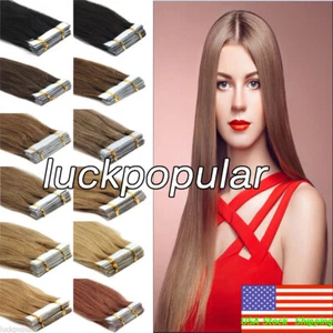 Cinta sin costuras en extensiones de cabello humano tramas de piel cabello ruso Remy cabeza completa 9A - Imagen 1 de 73