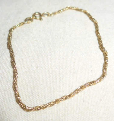 Brazalete vintage de oro amarillo de 14K 585 cuerda trenzada 7" Foto 1 de 3