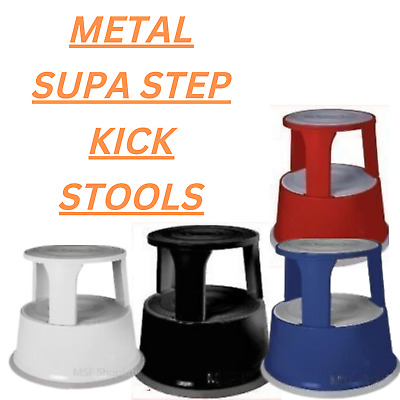 New Heavy Duty Metal Supastep Kick Step Stool In Red,black,blue & Grey Reatil • 48.25£