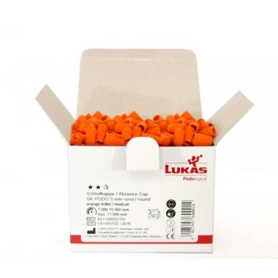 LUKAS ERZETT Lukas Podological SK-PODO 5mm 80/150/320 Schleifkappen 100 Stück Schleifkappen