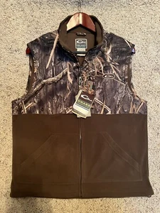 Drake Waterfowl Men Small Two Tone Fleece Vest Shadowgrass & Brown Fleece Camo - Picture 1 of 10