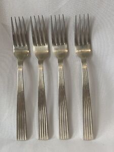 4 Towle Ionic Stainless Dinner Fork Ribbed Handle Flatware Supreme Cutlery 7.5”