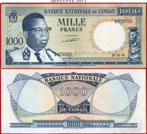 CONGO REP. 1000 1.000 FRANCOS 15 12 1961 P 8 XF++/AUNC envío gratuito desde 100$ - Imagen 1 de 8