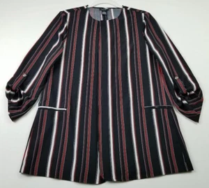 Soho Blazer Jacket Women's Large Multicolor Striped Stretch Open Front Work Chic - Picture 1 of 10