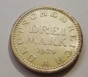3 Mark 1924 A Kursmünze Jaeger 312 stampsdealer - Bild 1 von 2