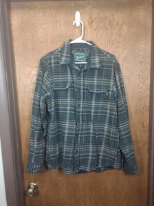 Woolrich Men's Large Green Plaid Thick Flannel 100% Cotton - Picture 1 of 9
