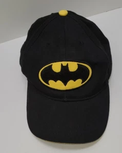 Batman Youth Baseball Hat Black/Yellow Elastic Band LG 100% Cotton Lined Trim - Picture 1 of 17