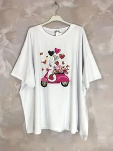 italy T-Shirt weiß pink Vespa goldglitzer Herz ca 48 50 52 54 Frühling Sommer - Bild 1 von 1