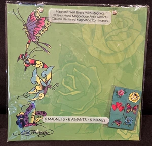 ED HARDY Butterfly Magnetic Wall Board w/ 6 Magnets 10x10 NEW Sealed - Picture 1 of 3