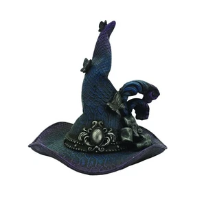9" Classic Black Witch Hat Figurine Halloween Tabletop Haunted House Porch Decor - Picture 1 of 8