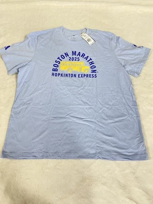 Adidas Boston Marathon 2025 Hombre’s 2XL Azul Manga Corta Hopkinson Express Bus T Foto 1 de 3