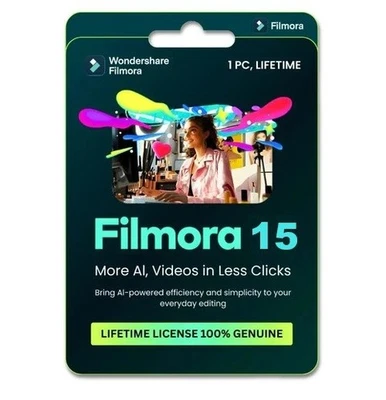 Filmora 15 Video Editing Software Lifetime Activation Card for Macintosh - Image 1 of 3