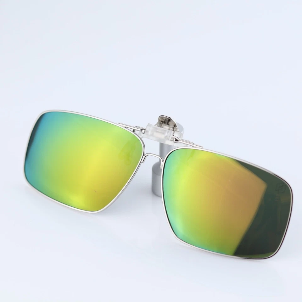 O'S OPTICAL Polarized Sunglasses Clip-On for Eyeglasses Gold , Square, C0005 ＇ - Photo 1/1