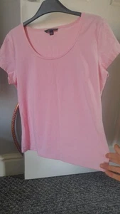 Lands End Baby Pink Scoop Neck Loose Fitting T - Shirt Size 10-12 - Picture 1 of 4