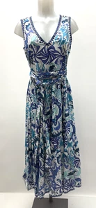Le Sirenuse Midikleid Positano ärmellos blau weiß Baumwolle Print Größe 42 - 6 - Bild 1 von 4