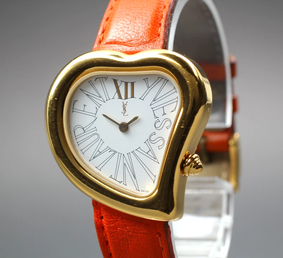 Vintage [N MINT] Yves Saint Laurent Heart Gold Orange Women's Watch Quartz JAPAN - image 1 of 4