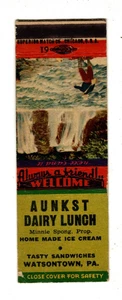 AUNKST DAIRY LUNCH Streichholzheftchen Streichholzhülle - WATSONTOWN, PENNSYLVANIA - Bild 1 von 2