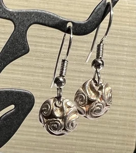 Rose Flower or Swirl Pattern Pewter Earrings. - Picture 1 of 5