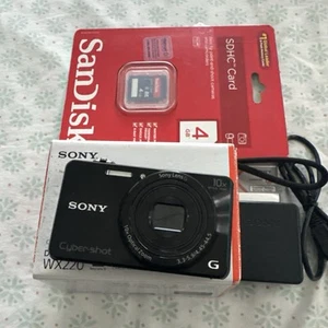 Sony Cyber-shot DSC-WX220 Black Digital Compact Camera With 64 Gb Sd Card - Picture 1 of 5