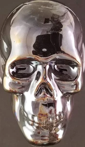 Halloween Pearlized Decorative Harvest Ceramic Skulls Decor, Select: Color (Blac - Picture 1 of 1