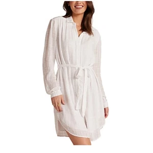 Camisa para mujer Bella Dahl M blanca cuello manga larga botón cierre frontal - Imagen 1 de 2