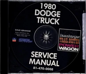 Dodge Truck Ramcharger Plymouth Trail Duster 1980 manual de servicio de reparación CD - Imagen 1 de 2