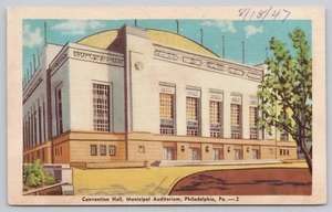 Convention Hall Municipal Auditorium Philadelphia Pennsylvania Linen Postcard - Picture 1 of 2