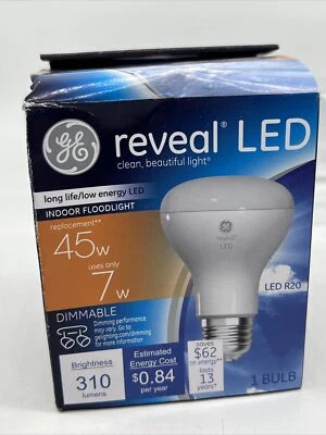 GE Reveal 45W Dimmable R20 LED Indoor Floodlight Bulb 310lumen 45678 COMBINESHIP - Image 1 of 4