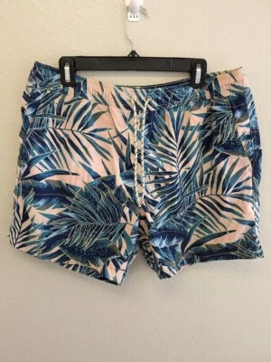 J.Crew Men's 6" Stretch Swim Trunks Palm Tree Print Quick-Dry Beach L Blue - Image 1 of 4