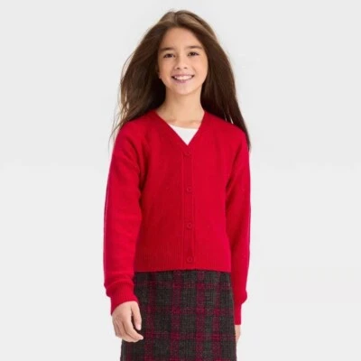 Suéter cárdigan Art Class rojo sutil lentejuelas 4 botones -- XL 14/16 Foto 1 de 4