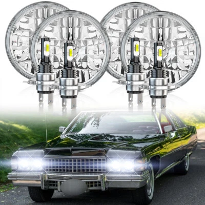 Faros LED redondos de haz alto bajo de 5,75" 5-3/4" para Cadillac Calais 1965-1974 4 piezas Foto 1 de 4