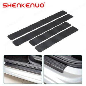 4pcs Carbon Fiber Car Door Plate Sill Scuff Cover Anti Scratch Sticker Protector - Bild 1 von 13