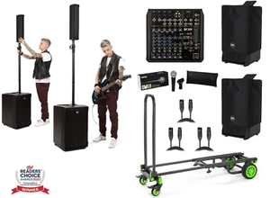 2x RCF EVOX J8 2-Way DJ Powered Array Column w/ Mixer & Accessories - Picture 1 of 18