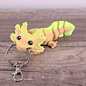 Mini Axolotl 3D printed articulated keychain toy 4.25" Flexi Fidget gift  - Picture 1 of 5