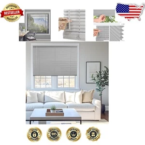Elegant 16.75" W x 72" H Cordless Mini Blinds - Gray Light Filtering Shades - Picture 1 of 10