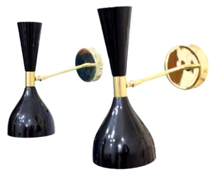 Modern Black Brass Sconce Lamp - Bold and Elegant Design, For Office/ Home Decor - Picture 1 of 17