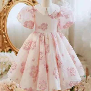 Girls Evening Ball Gown Kids Print Dress Birthday Party Luxury Gown Baby Clothes - Picture 1 of 14