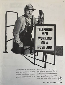 1946 Bell Telephone System Men working Rush Job New Cable Circuits VTG Print Ad - Picture 1 of 1