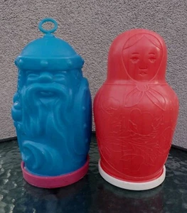 2 cajas de almacenamiento de cocina vintage de mediados de siglo de la URSS cajas de matrioska y Vhytyaz - Imagen 1 de 6