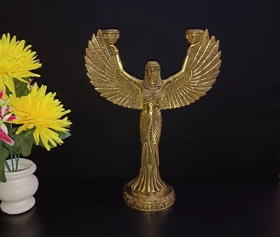 Egyptian Queen Flambeau Lamp Idol Brass Goddess Patio Room Candle Holder CA845 - Image 1 of 4