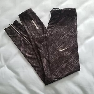 Nike Dri Fit Compression Camo Running Leggings Size M Zip Ankle Black Gray - Picture 1 of 12