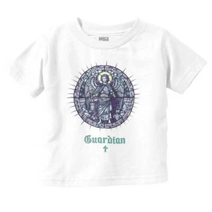 Christian Faith Guardian Angel Stained Glass Toddler Boy Girl Youth T Shirt Tee - Picture 1 of 6