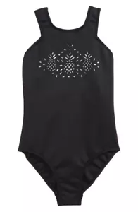 SEAFOLLY 161889 Girls Black Pineapple Daze Scuba Kids One-Piece Swimsuit Size 8 - Picture 1 of 6