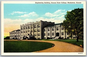 Vtg Manhattan KS Engineering Building Kansas State College 1930s View Postcard - Picture 1 of 2