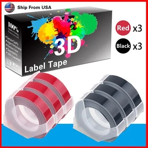 (3Red+3Black) LabelTape Fit For Dymo 20008 Dymo 15447 Label Makers - Picture 1 of 2