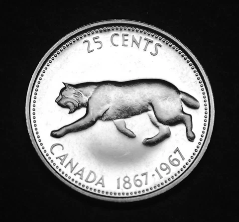 1967 25¢ silver proof like coin from the set.  In a paper flip UNC Cover