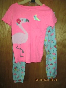 GIRLS CARTER'S PAJAMA SET FLAMINGO THEMED SIZE 5 YEAR ROUND - Picture 1 of 3