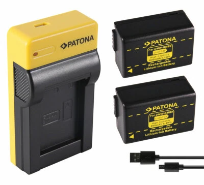 AKKU PATONA USB-Ladegerät + 2x Akku für Panasonic Lumix DC-FZ83, -FZ82, DMC-FZ45, DMW-BMB9-E