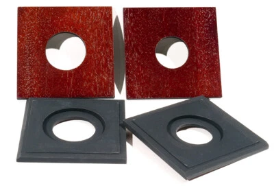 1 Lens Board  4x4" for Gundlach 4x5 View Camera, made MDF with Mahogany veneer - Image 1 of 4