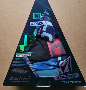 Paquete de 4 calzoncillos boxer elásticos volcom 4pk ropa interior para hombre talla M L púrpura azul rosa - Imagen 1 de 11